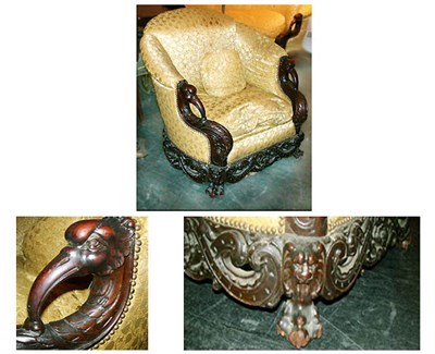 Lot 315 - Rococo Revival Upholstered Mahogany Club Chair
