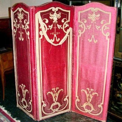 Lot 317 - Continental Fabric Three-Panel Screen