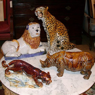 Lot 359 - Group of Four Polychrome Decorated Ceramic...