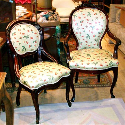 Lot 367 - Set of Six Victorian Upholstered Parlor Chairs...