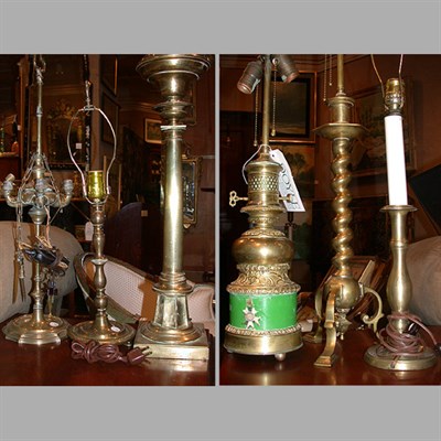Lot 410 - Neoclassical Style Brass Lamp