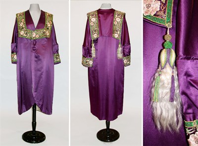 Lot 3408 - Purple Satin Embroidered Evening Coat Possibly...