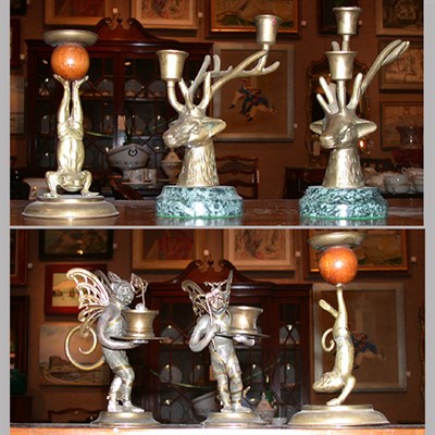 Lot 429 - Group of Three Pairs of Figural Candlesticks