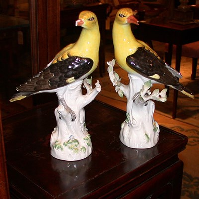 Lot 443 - Pair of Meissen Style Porcelain Birds