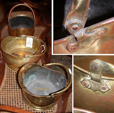 Lot 447 - Group of Three Copper Coal Buckets