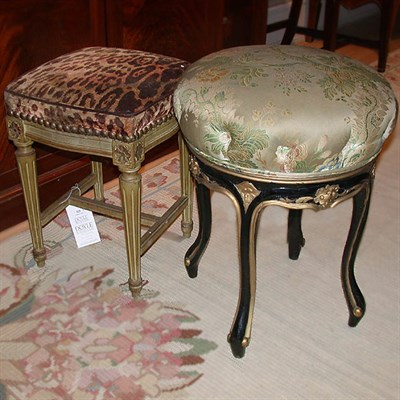 Lot 525 - Louis XV Style Upholstered Stool Together with...