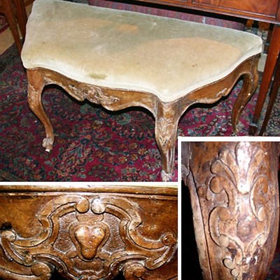 Lot 554 - Rococo Style Painted and Upholstered Bench