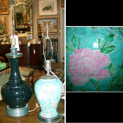 Lot 567 - Two Glazed Porcelain Lamps
