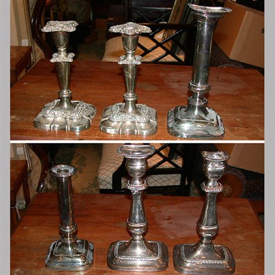 Lot 582 - Group of Six Silver Plated Candlesticks