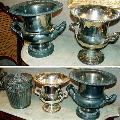 Lot 587 - Group of Five Silver Plated Wine Coolers