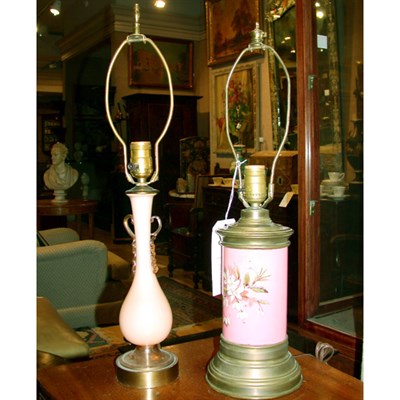 Lot 594 - Two Victorian Glass Lamps