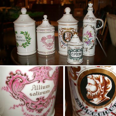 Lot 608 - Group of Five Porcelain Apothecary Jars