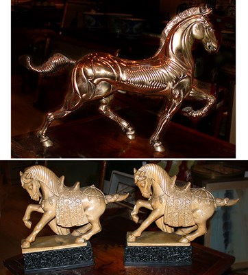 Lot 635 - Pair of Composition Horses Together with a...