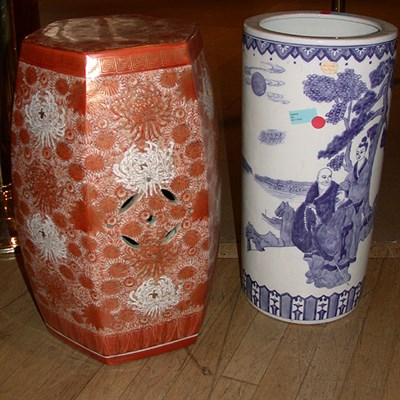 Lot 647 - Chinese Export Porcelain Garden Stool Together...