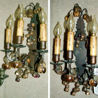 Lot 667 - Pair of Louis XV Style Cut Glass and Patinated-...