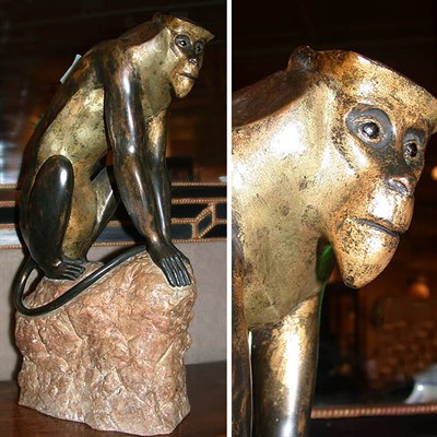 Lot 669 - Patinated-Metal Sculpture of a Monkey