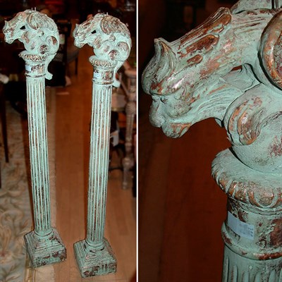 Lot 672 - Pair of Neoclassical Style Composition Posts