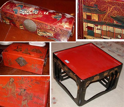 Lot 507 - Two Chinese Lacquered Boxes Together with a...