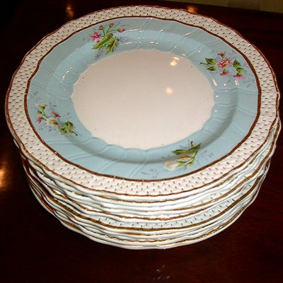 Lot 698 - Set of Ten Continental Floral Decorated...