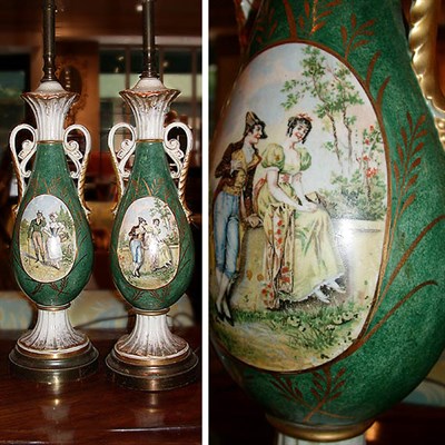 Lot 714 - Pair of Continental Gilt Decorated Porcelain...