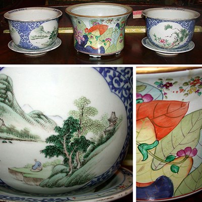 Lot 723 - Group of Three Chinese Export Porcelain Cachepots