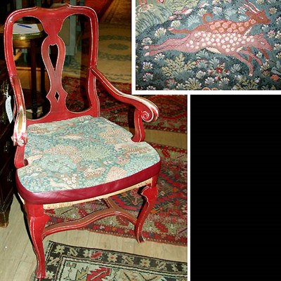 Lot 725 - Rococo Style Painted Armchair