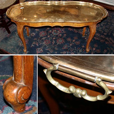 Lot 729 - Louis XV Style Brass Top Fruitwood Low Table