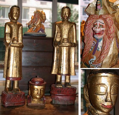 Lot 760 - Group of Four Southeast Asian Carved Wood Figures