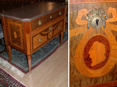 Lot 452 - Neoclassical Style Marble Top Marquetry Inlaid...