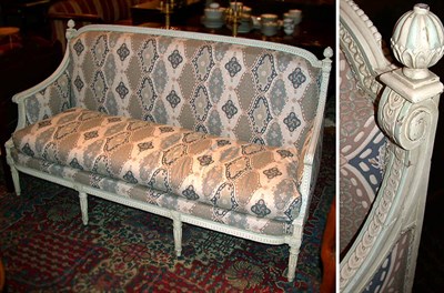 Lot 523 - Louis XVI Style Painted and Upholstered Canape