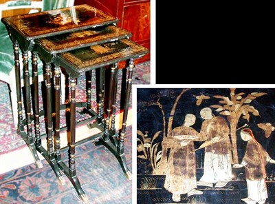 Lot 641 - Set of Three Regency Style Chinese Lacquered...