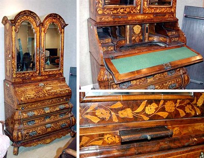 Lot 558 - German Baroque Style Inlaid Walnut Secretary...