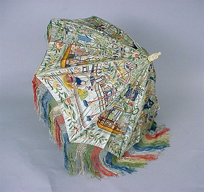 Lot 253 - Embroidered Silk Parasol Chinese for the...