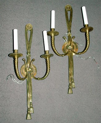 Lot 96 - Pair of Louis XVI Style Gilt-Bronze Two-Light...