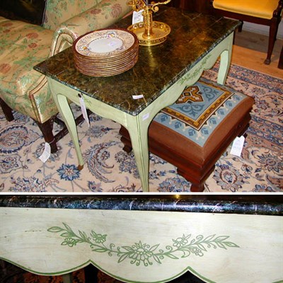 Lot 673 - Louis XV Style Faux Marble Painted Side Table