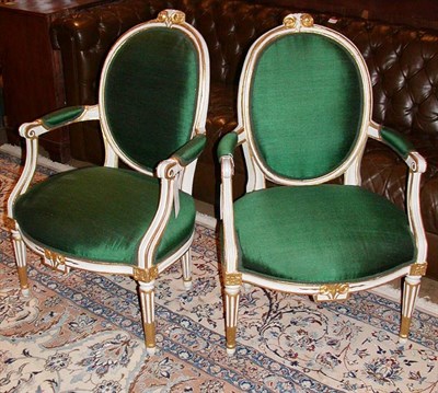 Lot 683 - Pair of Louis XVI Style Painted and Parcel...