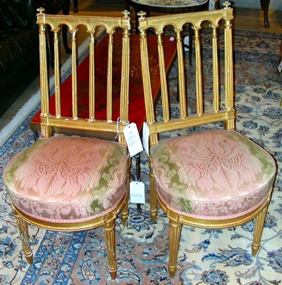 Lot 700 - Pair of Louis XVI Style Gilt Carved Wood Side...