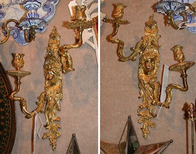Lot 616 - Pair of Louis XV Style Gilt-Bronze Two-Light...