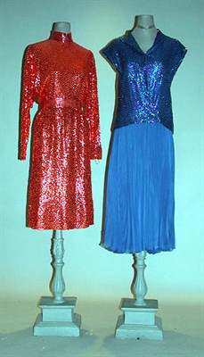 Lot 144 - Two Norell-Tassell Sequined Dresses American,...