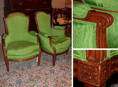 Lot 719 - Pair of Louis XVI Style Upholstered Walnut...
