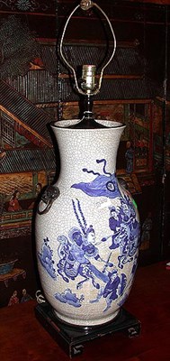 Lot 163 - Chinese Blue and White Crackle Glaze Porcelain...