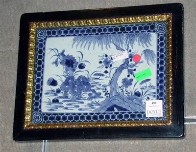 Lot 499 - Framed Chinese Blue and White Porcelain Plaque