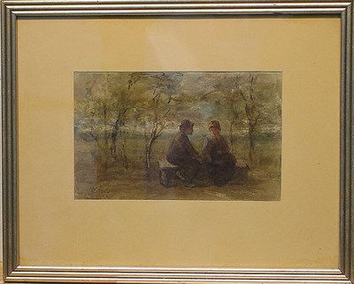 Lot 190 - Josef Israels Dutch, 1824-1911 COURTING COUPLE...