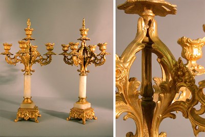 Lot 664 - Pair of Louis XV Style Gilt-Metal and Onyx...