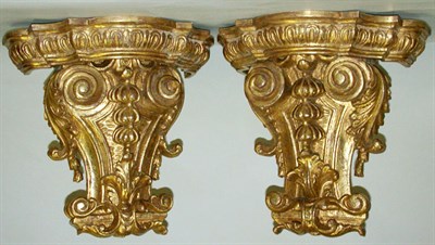 Lot 599 - Louis XV Style Gilt Carved Wood Wall Brackets...