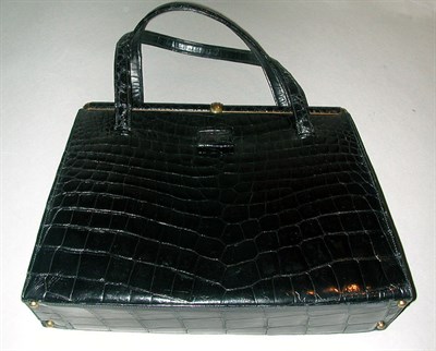 Lot 300 - Elizabeth Arden Black Alligator Handbag 1960s...