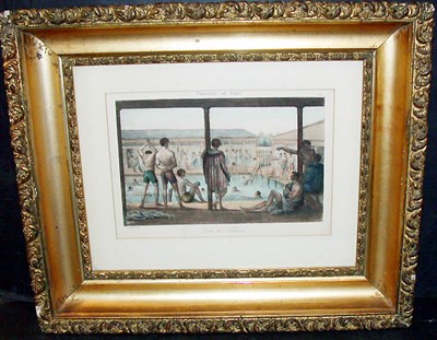 Lot 117 - After Marlet ECOLE DE NATATION Hand-colored...