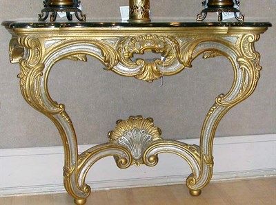Lot 662 - Pair of Rococo Style Gilt Carved Wood Consoles...