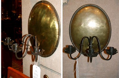 Lot 606 - Pair of Baroque Style Brass and Wrought Iron...