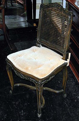 Lot 206 - Set of Four Louis XV Style Caned and Painted...